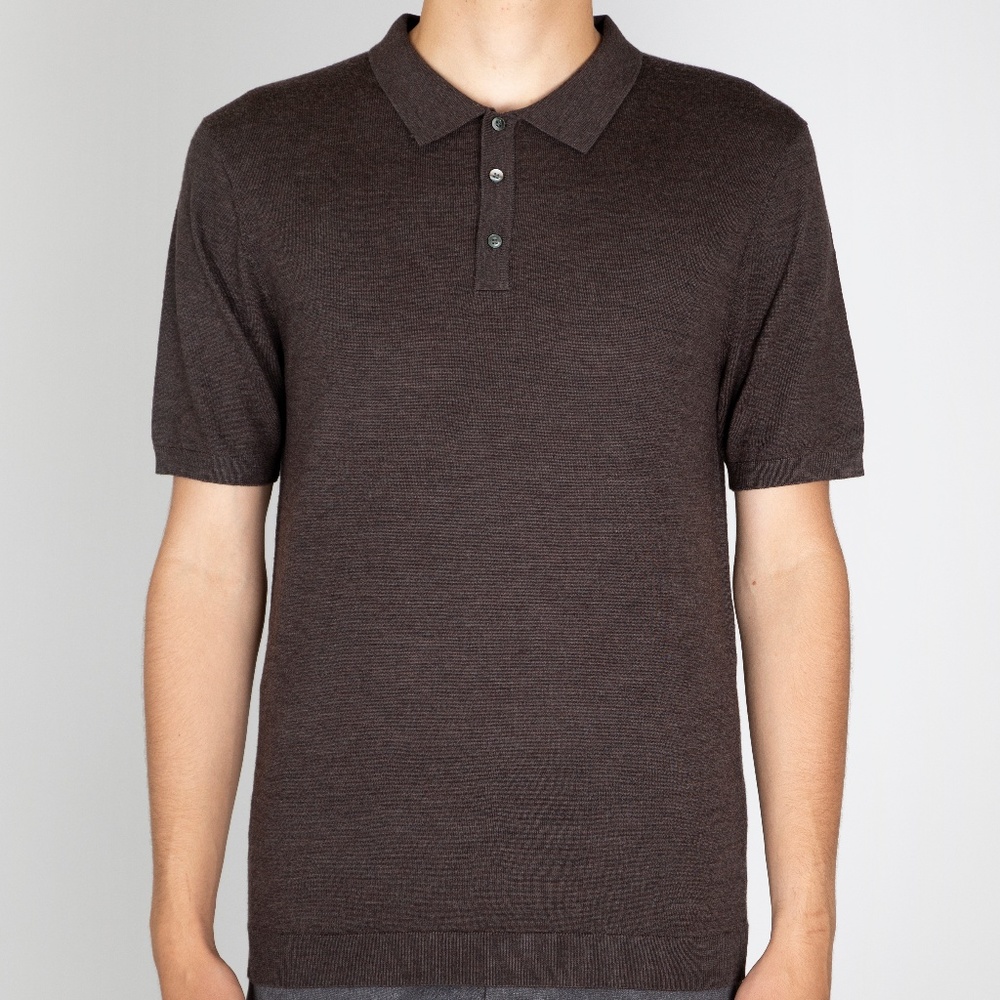 Stitch Note Short Sleeve Merino Wool Polo Knit